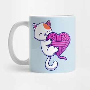 Cute Cat Playing Yarn Ball Cartoon Mug